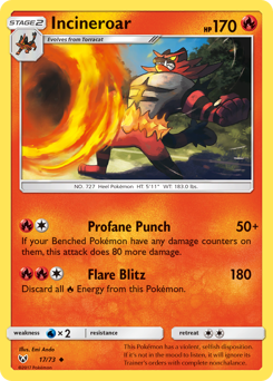 Incineroar z edície Shining Legends, karta č.17