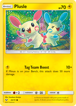Plusle z edície Shining Legends, karta č.33