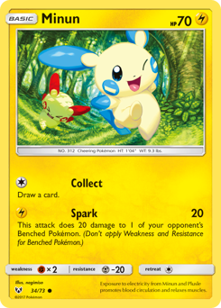 Minun z edície Shining Legends, karta č.34