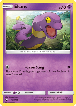 Ekans z edície Shining Legends, karta č.36