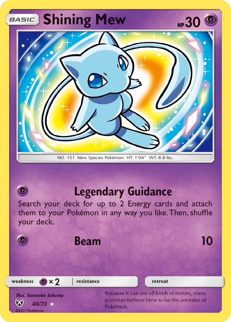 Shining Mew z edície Shining Legends, karta č.40