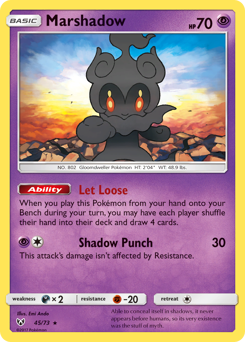 Marshadow z edície Shining Legends, karta č.45