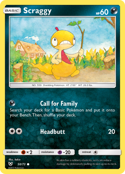 Scraggy z edície Shining Legends, karta č.50