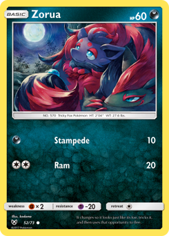 Zorua z edície Shining Legends, karta č.52