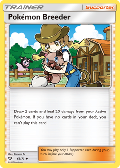 Pokémon Breeder z edície Shining Legends, karta č.63
