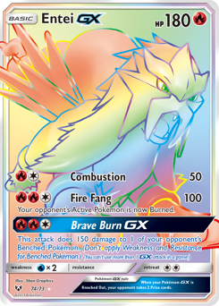 Entei-GX z edície Shining Legends, karta č.74