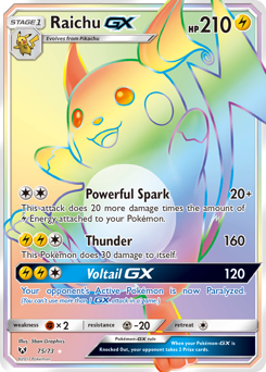 Raichu-GX z edície Shining Legends, karta č.75