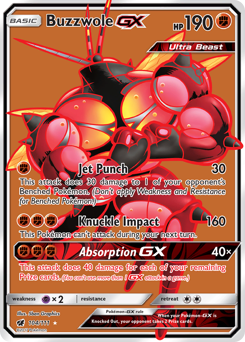 Buzzwole-GX z edície Crimson Invasion, karta č.104