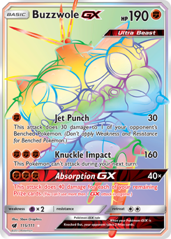 Buzzwole-GX z edície Crimson Invasion, karta č.115