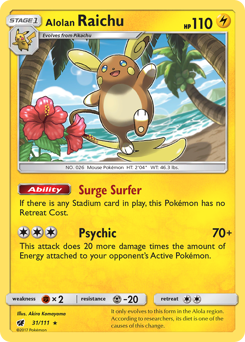 Alolan Raichu z edície Crimson Invasion, karta č.31