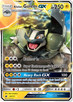 Alolan Golem-GX z edície Crimson Invasion, karta č.34