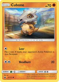 Cubone z edície Crimson Invasion, karta č.52