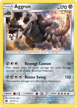 Aggron z edície Crimson Invasion, karta č.67