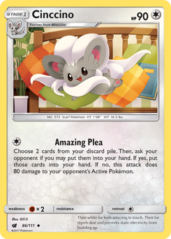 Cinccino z edície Crimson Invasion, karta č.86