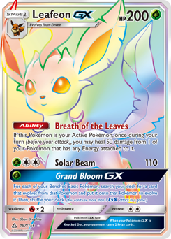 Leafeon-GX z edície Ultra Prism, karta č.157