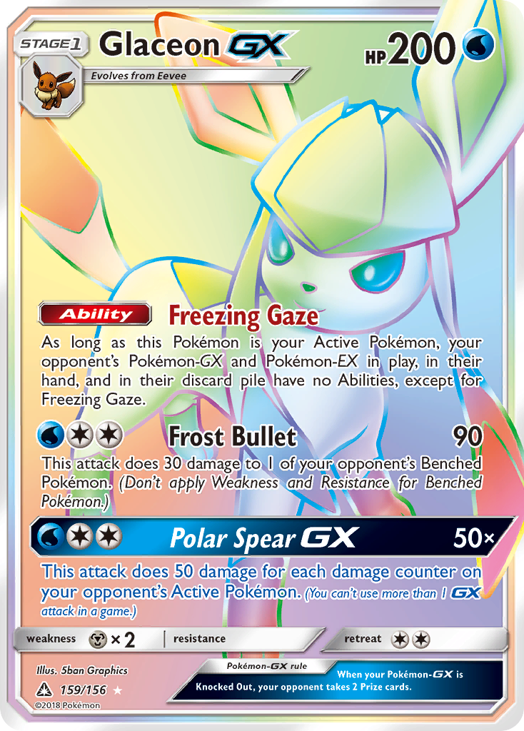 Glaceon-GX z edície Ultra Prism, karta č.159