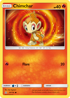 Chimchar z edície Ultra Prism, karta č.20
