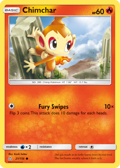 Chimchar z edície Ultra Prism, karta č.21