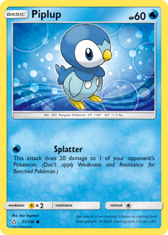 Piplup z edície Ultra Prism, karta č.31
