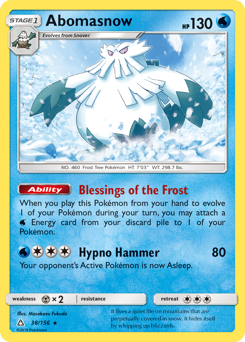 Abomasnow z edície Ultra Prism, karta č.38