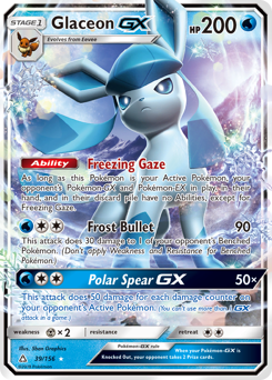 Glaceon-GX z edície Ultra Prism, karta č.39