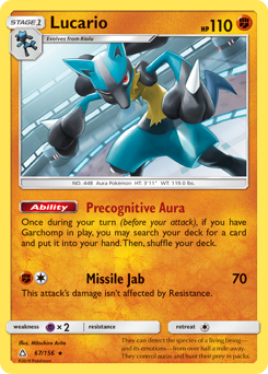 Lucario z edície Ultra Prism, karta č.67