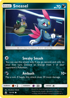Sneasel z edície Ultra Prism, karta č.73