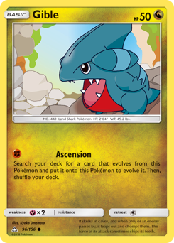 Gible z edície Ultra Prism, karta č.96
