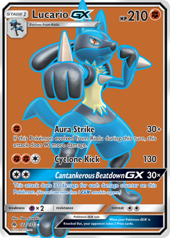 Lucario-GX z edície Forbidden Light, karta č.122