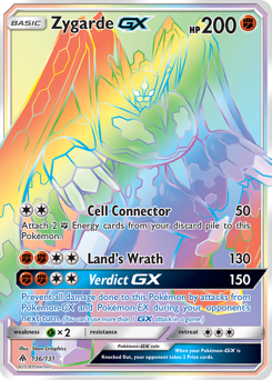 Zygarde-GX z edície Forbidden Light, karta č.136