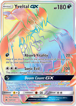Yveltal-GX z edície Forbidden Light, karta č.137