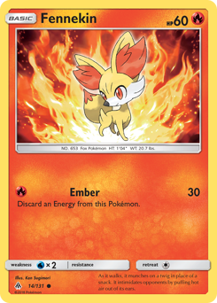 Fennekin z edície Forbidden Light, karta č.14