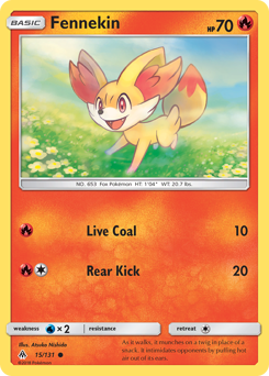Fennekin z edície Forbidden Light, karta č.15
