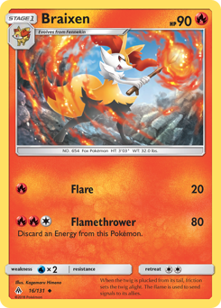 Braixen z edície Forbidden Light, karta č.16