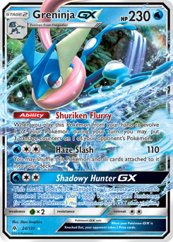 Greninja-GX z edície Forbidden Light, karta č.24