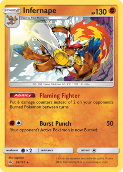 Infernape z edície Forbidden Light, karta č.59