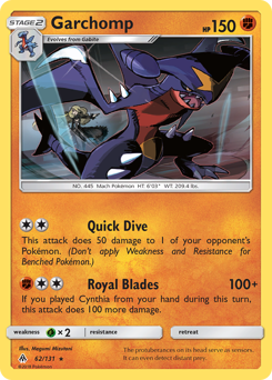 Garchomp z edície Forbidden Light, karta č.62