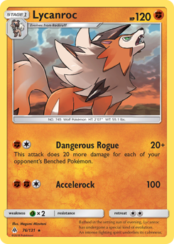 Lycanroc z edície Forbidden Light, karta č.76