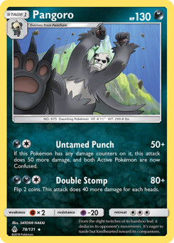 Pangoro z edície Forbidden Light, karta č.78