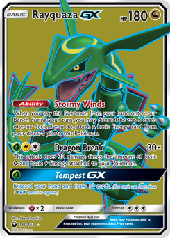 Rayquaza-GX z edície Celestial Storm, karta č.160