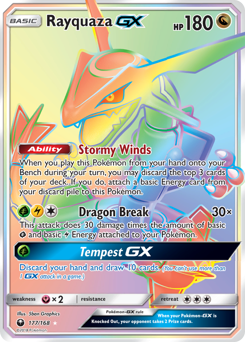 Rayquaza-GX z edície Celestial Storm, karta č.177
