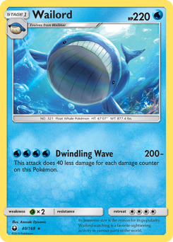 Wailord z edície Celestial Storm, karta č.40