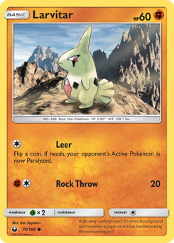 Larvitar z edície Celestial Storm, karta č.74
