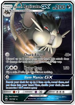 Alolan Raticate-GX z edície Celestial Storm, karta č.85