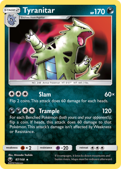 Tyranitar z edície Celestial Storm, karta č.87
