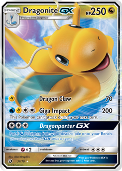 Dragonite-GX z edície Dragon Majesty, karta č.37