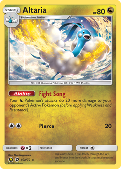 Altaria z edície Dragon Majesty, karta č.40a