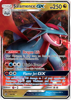Salamence-GX z edície Dragon Majesty, karta č.44