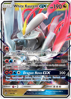 White Kyurem-GX z edície Dragon Majesty, karta č.48