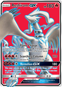 Reshiram-GX z edície Dragon Majesty, karta č.65